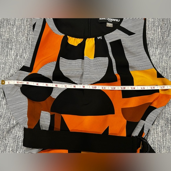 Karl Lagerfeld Asymmetrical Dress in Orange and Black - Picture 12 of 16